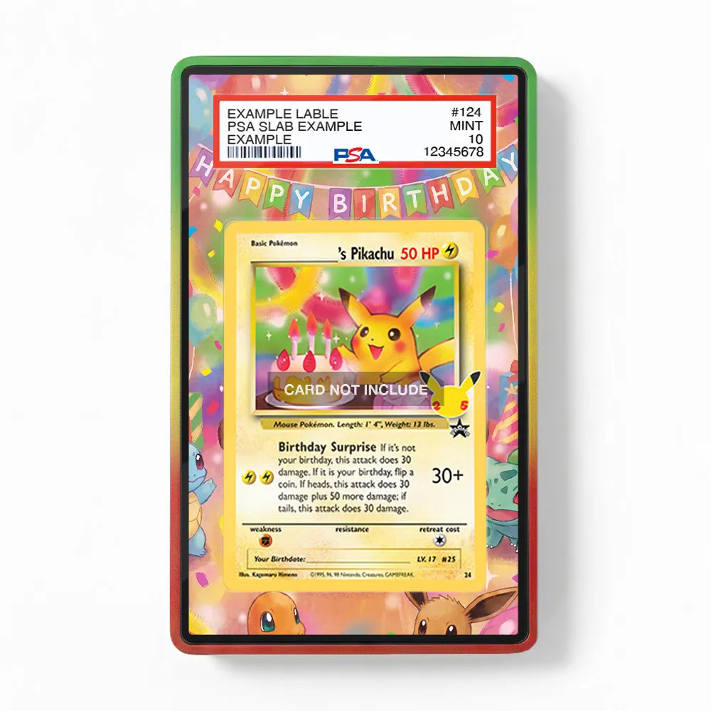 pokemon 25th pikachu card Birthday Surprise 24-102 Anniversary Celebrations Extended Art | PSA Graded Guard Display Case, Magnetic Display Case, Screws Display Case Darkness style setup or your Competitive Brawl Debuts as Options::English Backing