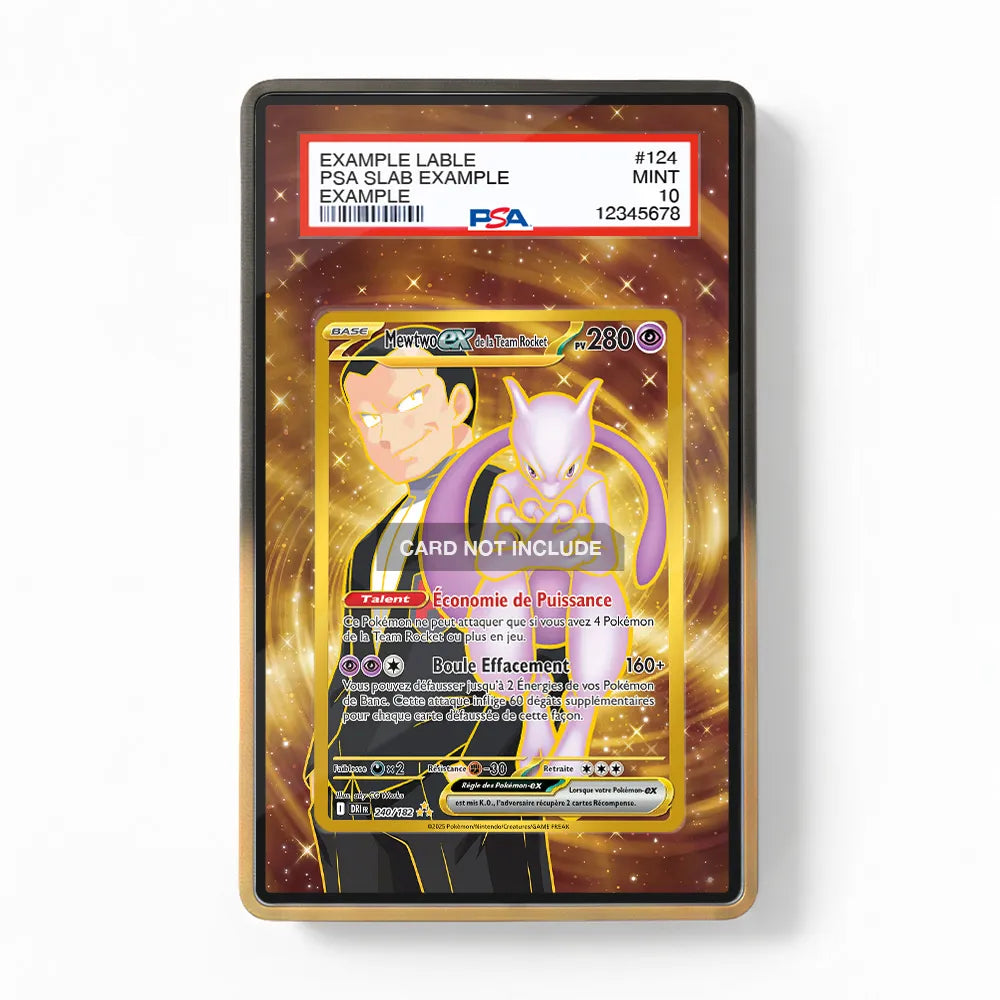 Team Rocket's Mewtwo ex 240-182 Destined Rivals Extended Art | PSA Graded Guard Display Case, Magnetic Display Case, Screws Display Case
