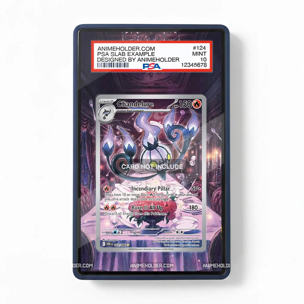 Chandelure 103-086 White Flame Pokemon Cards Extended Art Display Cases - PSA Slab Case - Front View