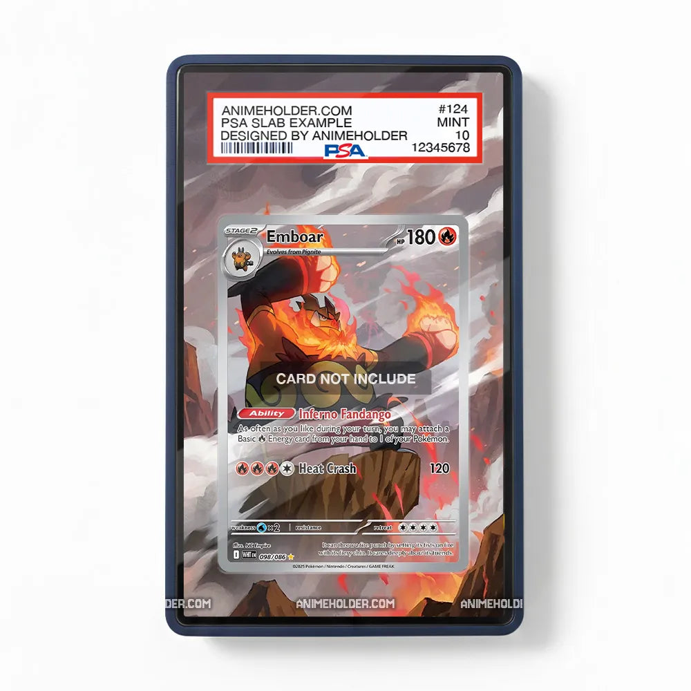 Emboar 098-086 White Flame Pokemon Cards Extended Art Display Cases - PSA Slab Case - Front View