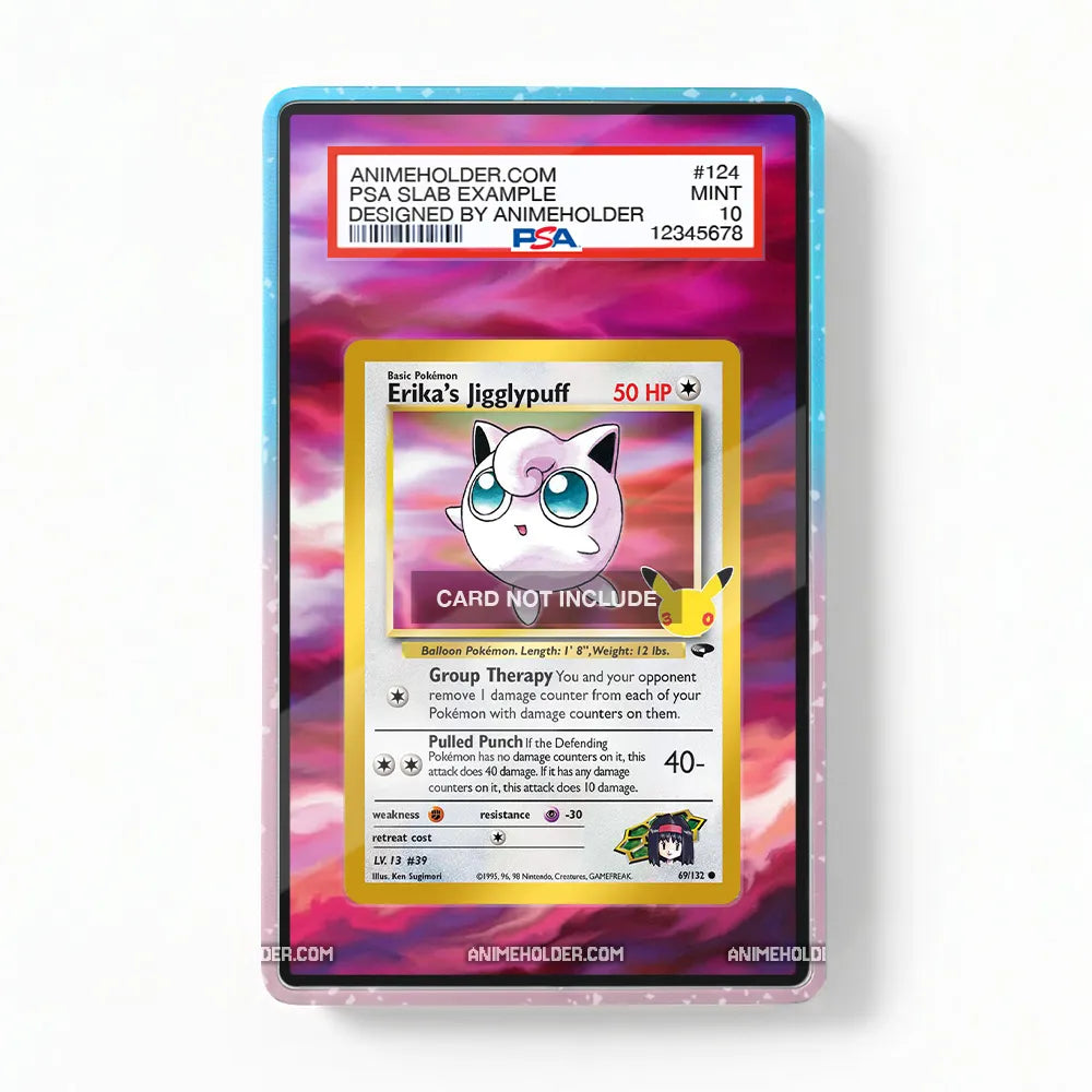 Erika's Jigglypuff 69-132 30th Anniversary Celebrations Pokemon Cards Extended Art Display Cases - PSA Slab Case - Front View