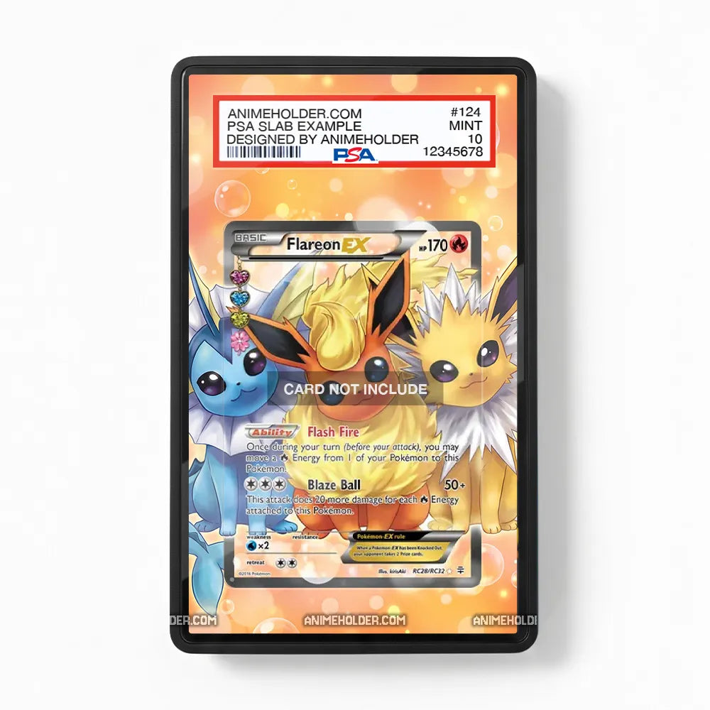 Flareon EX RC28-RC32 Generations Pokemon Cards Extended Art Display Cases - PSA Slab Case - Front View