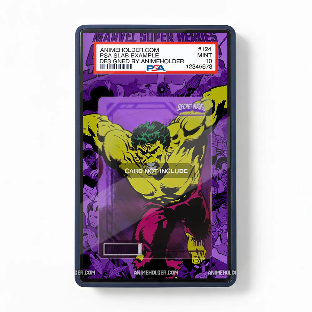 Hulk Secret Wars Purple Parallel Pokemon Cards Extended Art Display Cases - PSA Slab Case - Front View
