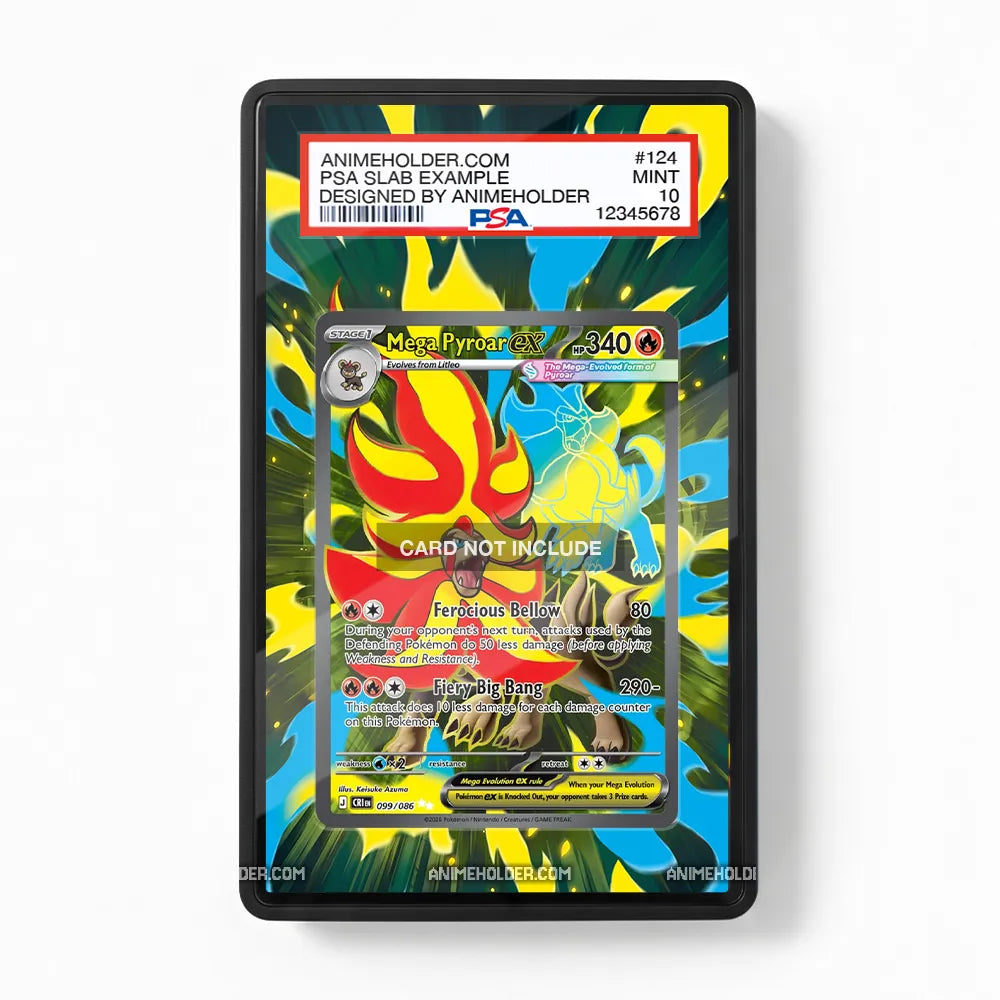 Mega Pyroar ex 099-086 Chaos Rising Pokemon Cards Extended Art Display Cases - PSA Slab Case - Front View