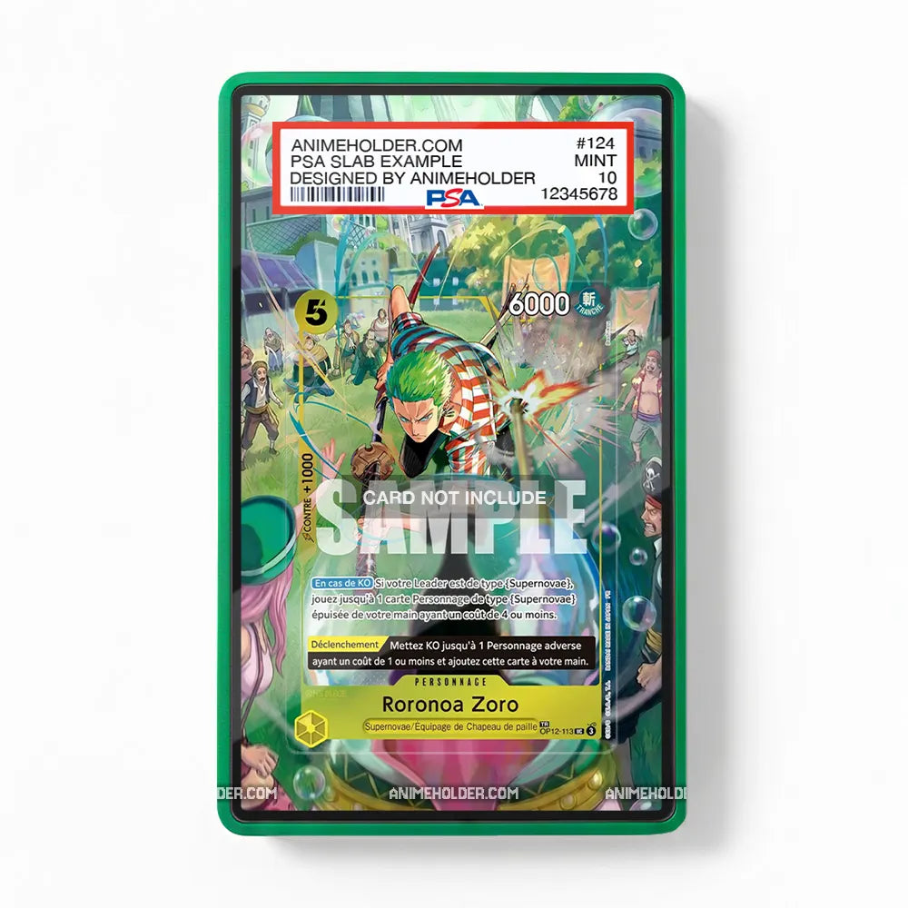 Roronoa Zoro OP12-113 The Azure Sea's Seven One Piece Cards Extended Art Display Cases - PSA Slab Case - Front View