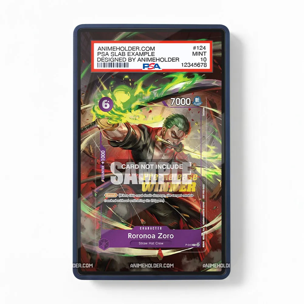 Roronoa Zoro P-045 Pre-Release Winner Promotional One Piece Cards Extended Art Display Cases - PSA Slab Case - Front View