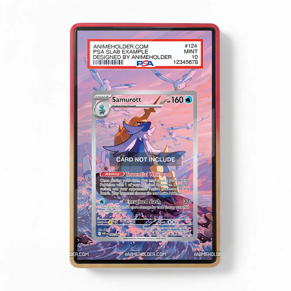 Samurott 107-086 White Flame Pokemon Cards Extended Art Display Cases - PSA Slab Case - Front View