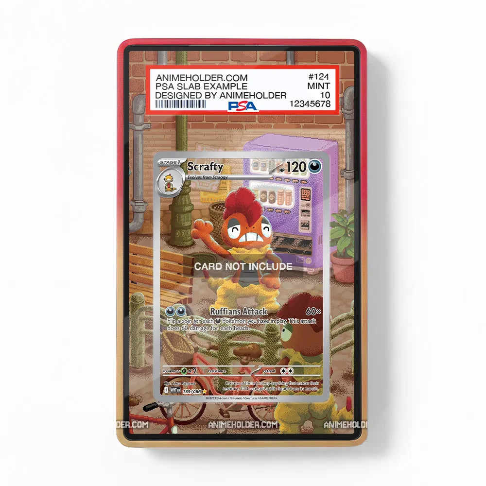 Scrafty 139-086 White Flame Pokemon Cards Extended Art Display Cases - PSA Slab Case - Front View