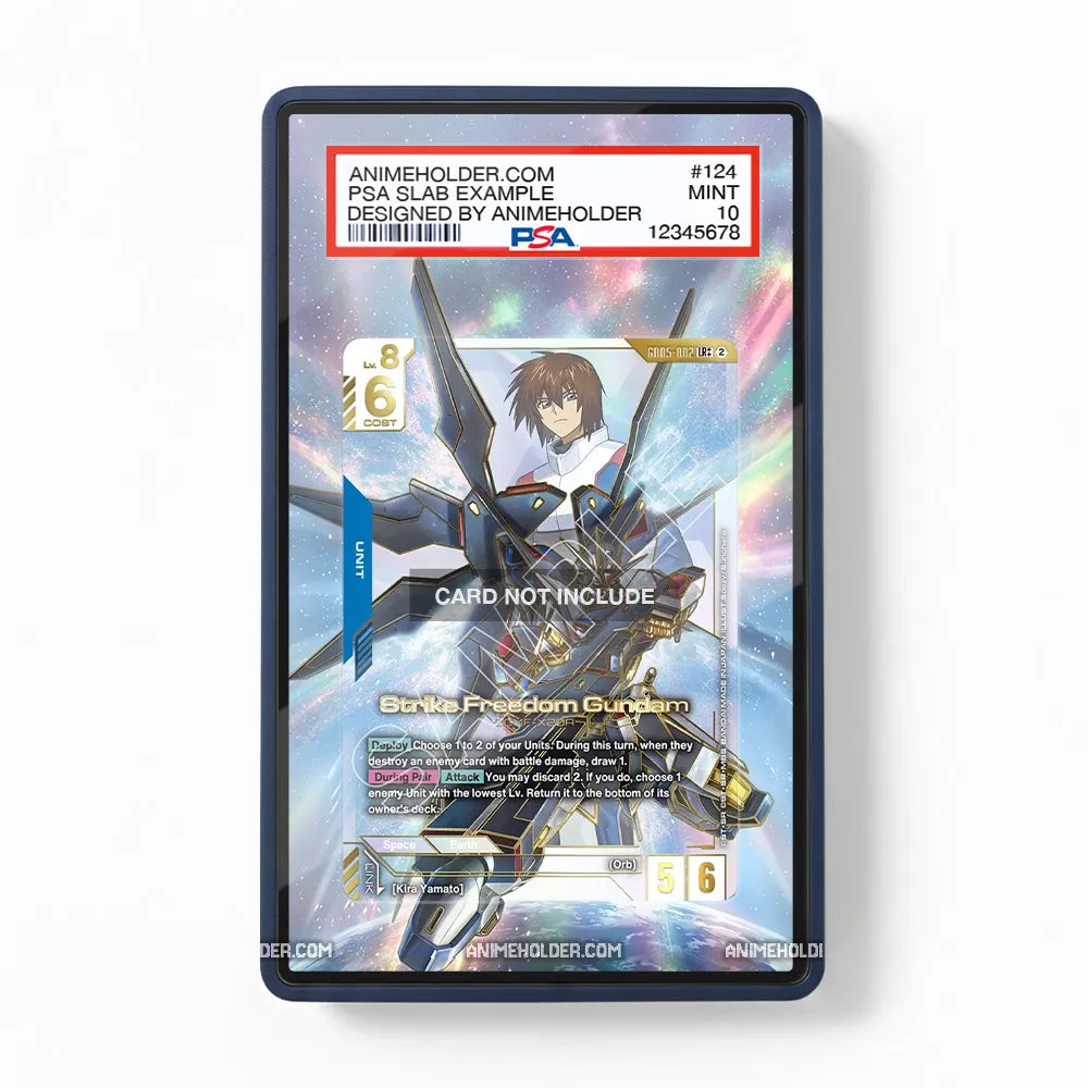 Strike Freedom Gundam G005-002 Gundam Build Fighters Gundam Cards Extended Art Display Cases - PSA Slab Case - Front View