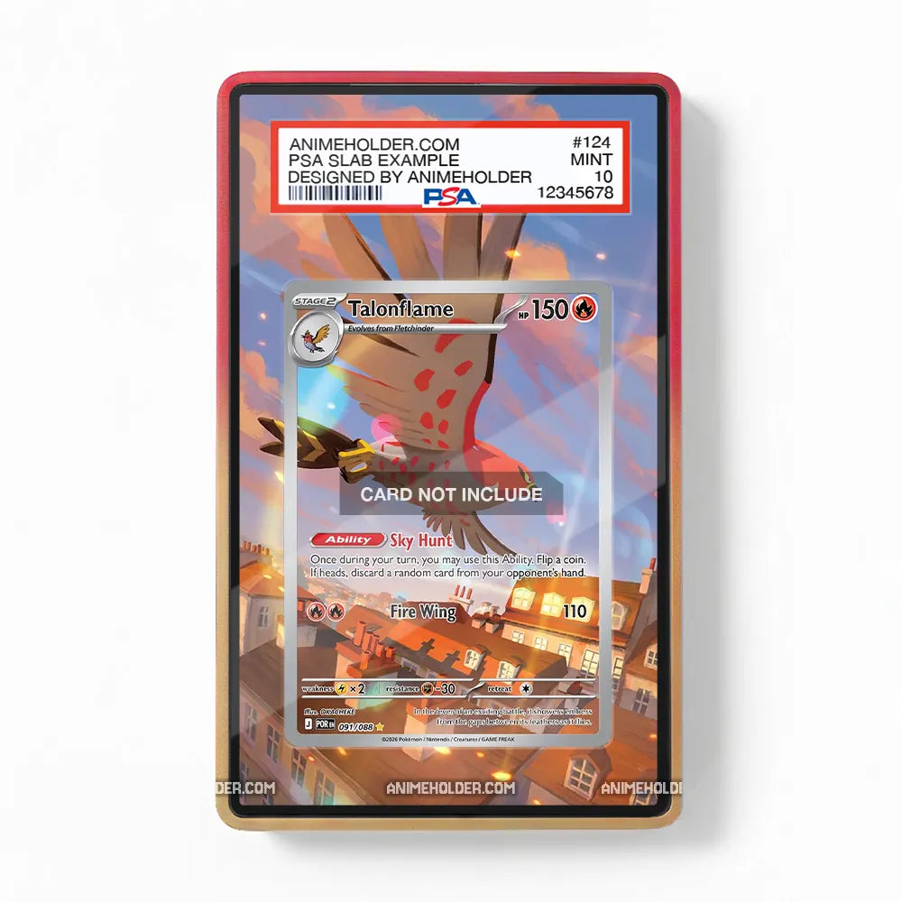 Talonflame 091-088 Paradox Rift Pokemon Cards Extended Art Display Cases - PSA Slab Case - Front View