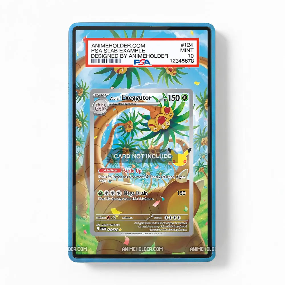 Alolan Exeggutor 129-128 30th Anniversary Pokemon Cards Custom Art Display Cases - PSA Slab Case - Front View