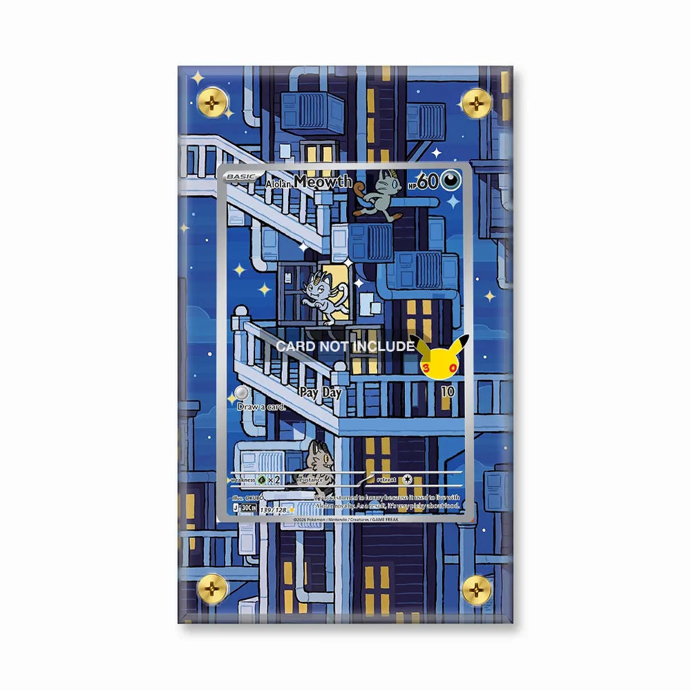 Alolan Meowth 139-128 Illustration Rare 30th Anniversary Pokemon Cards Custom Art Display Cases - Screws Case - Front View