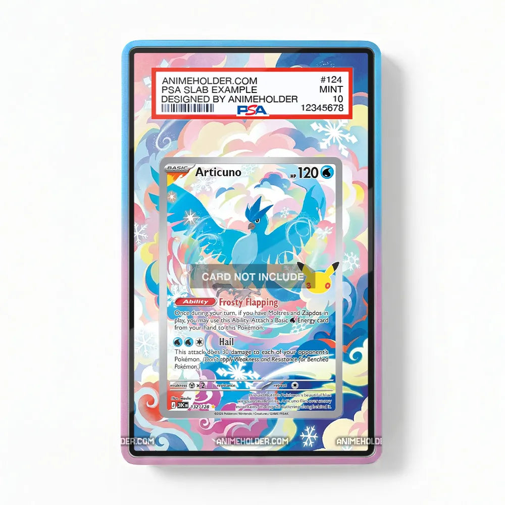 Articuno 132-128 30th Anniversary Pokemon Cards Custom Art Display Cases - PSA Slab Case - Front View