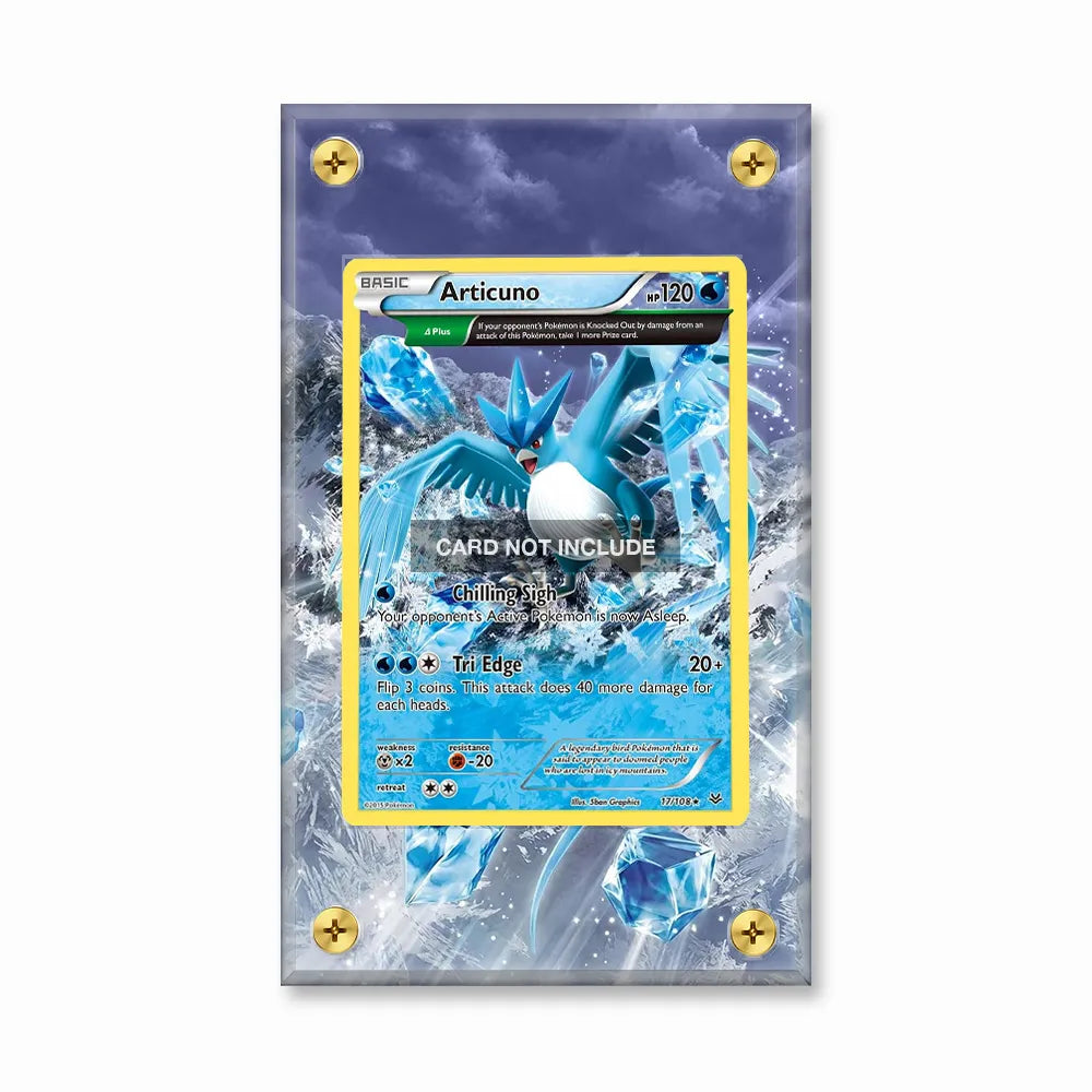 Articuno 17-108 Rare Holo Roaring Skies Pokemon Cards Custom Art Display Cases - Screws Case - Front View