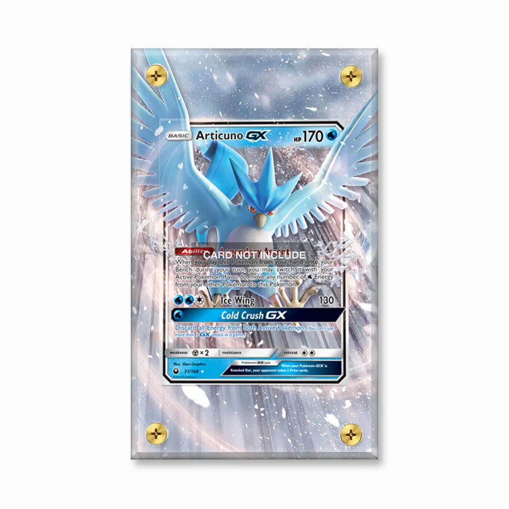 Articuno GX 31 Pokemon Celestial Storm Extended Art Display Cases - Screws Case - Front View