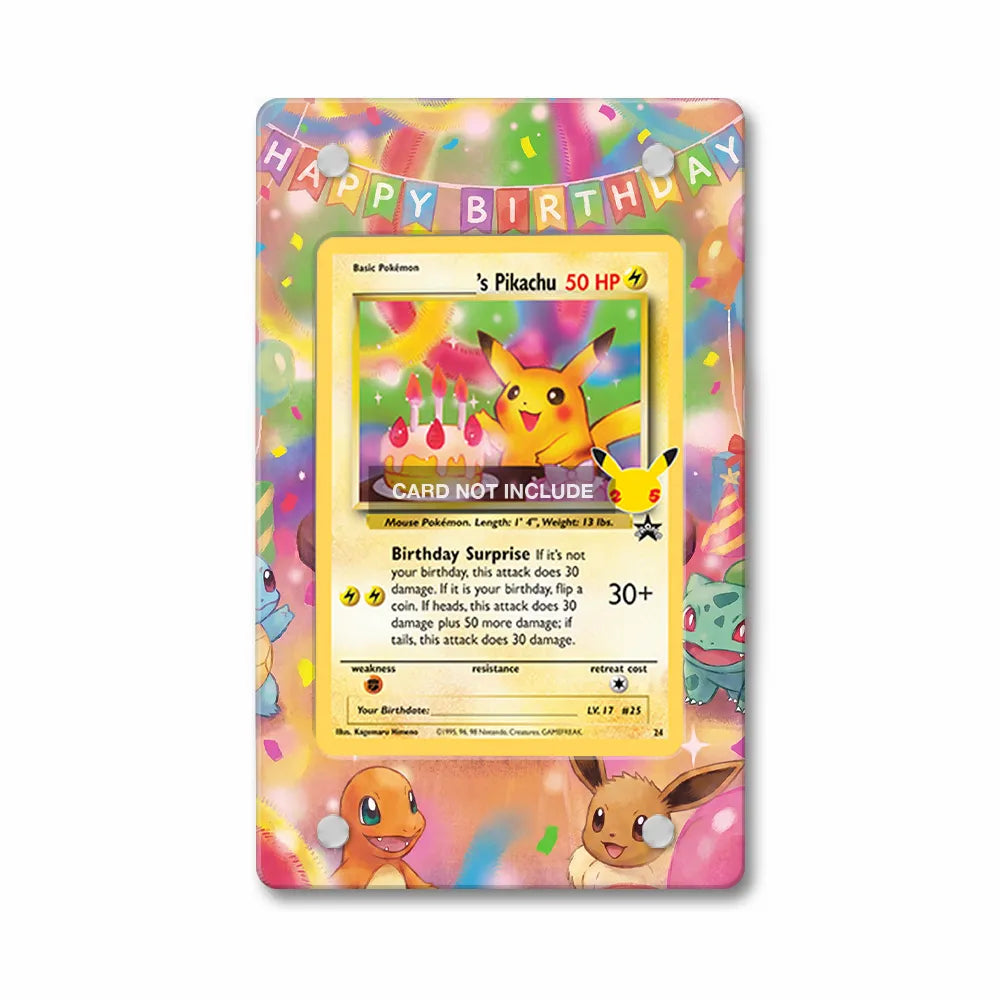 Birthday Surprise Pikachu 24-102 25th Anniversary Celebrations Extended Art Display Cases - Magnetic Case - Front View