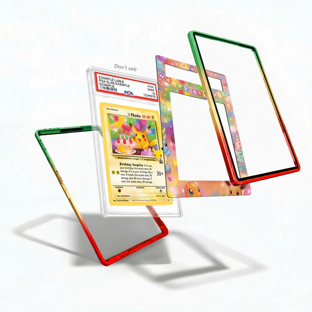 Birthday Surprise Pikachu 24-102 25th Anniversary Celebrations Extended Art Display Cases - PSA Slab Case - Detail View