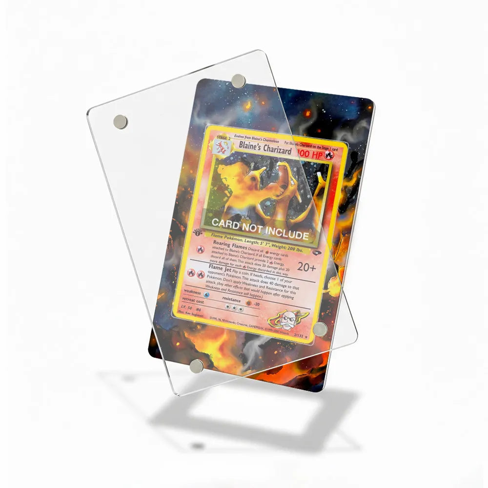 Blaine's Charizard 3-132 Gym Challenge Extended Art Display Cases - Magnetic Case - Detail View