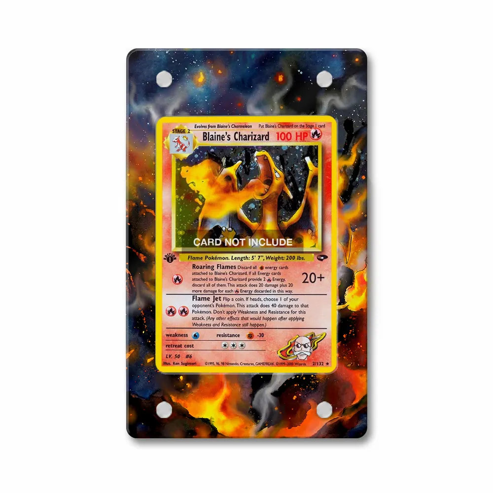 Blaine's Charizard 3-132 Gym Challenge Extended Art Display Cases - PSA Slab Case - Front View