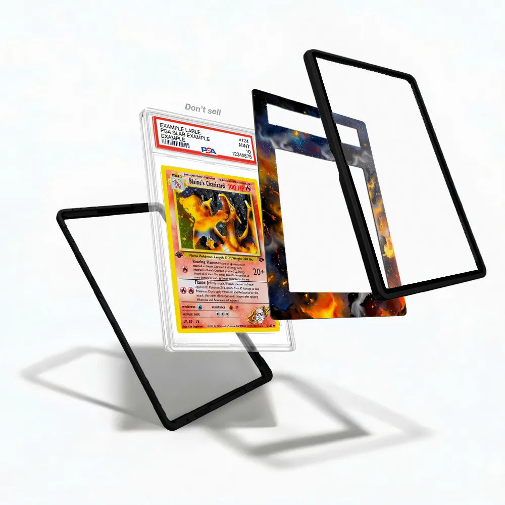 Blaine's Charizard 3-132 Gym Challenge Extended Art Display Cases - PSA Slab Case - Detail View