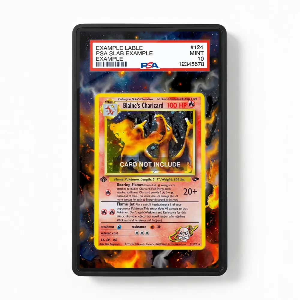 Blaine's Charizard 3-132 Gym Challenge Extended Art Display Cases - PSA Slab Case - Front View
