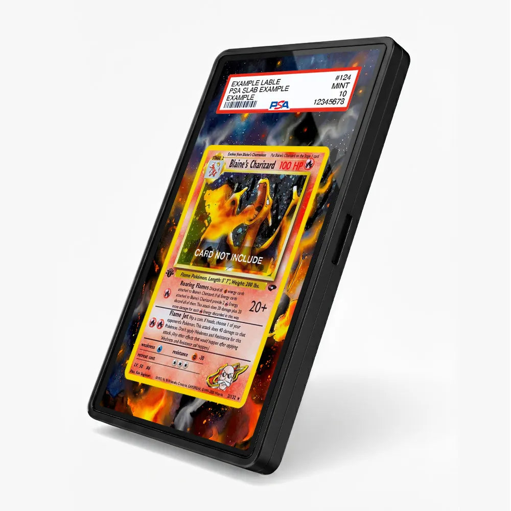 Blaine's Charizard 3-132 Gym Challenge Extended Art Display Cases - PSA Slab Case - Side View