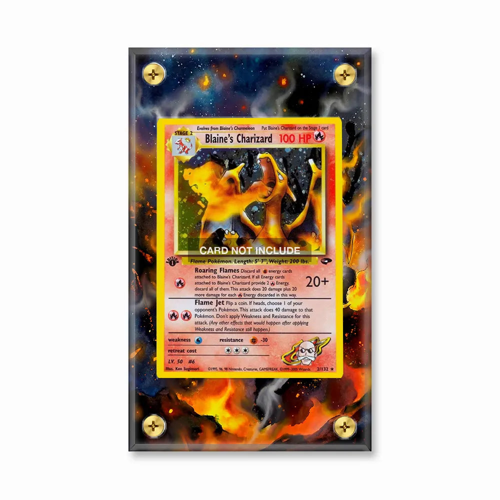 Blaine's Charizard 3-132 Gym Challenge Extended Art Display Cases - Screws Case - Front View