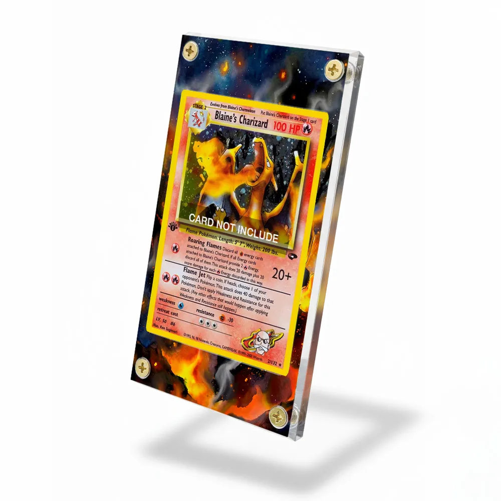 Blaine's Charizard 3-132 Gym Challenge Extended Art Display Cases - Screws Case - Side View