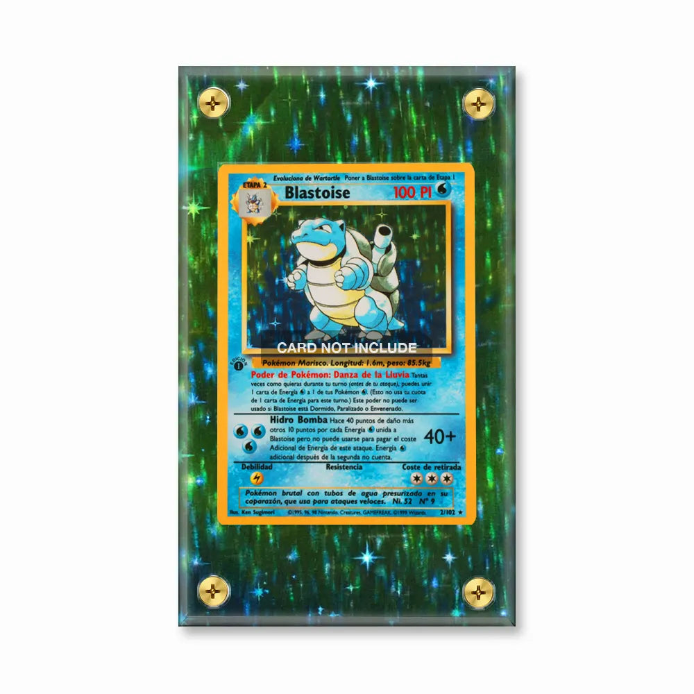 Blastoise 2-102 Base Set Extended Art Display Cases - Screws Case - Front View