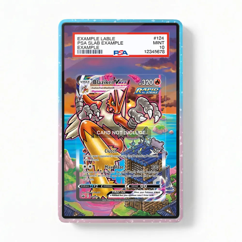 Blaziken VMAX 201-198 SIR SAR Chilling Reign Alternate Art Extended Art Display Cases - PSA Slab Case - Front View