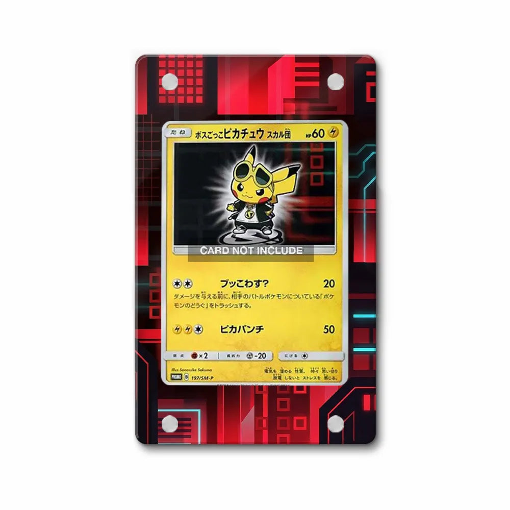 Boss Pikachu 197-SM-P Japanese Promo Pokemon Cards Custom Art Display Cases - PSA Slab Case - Front View