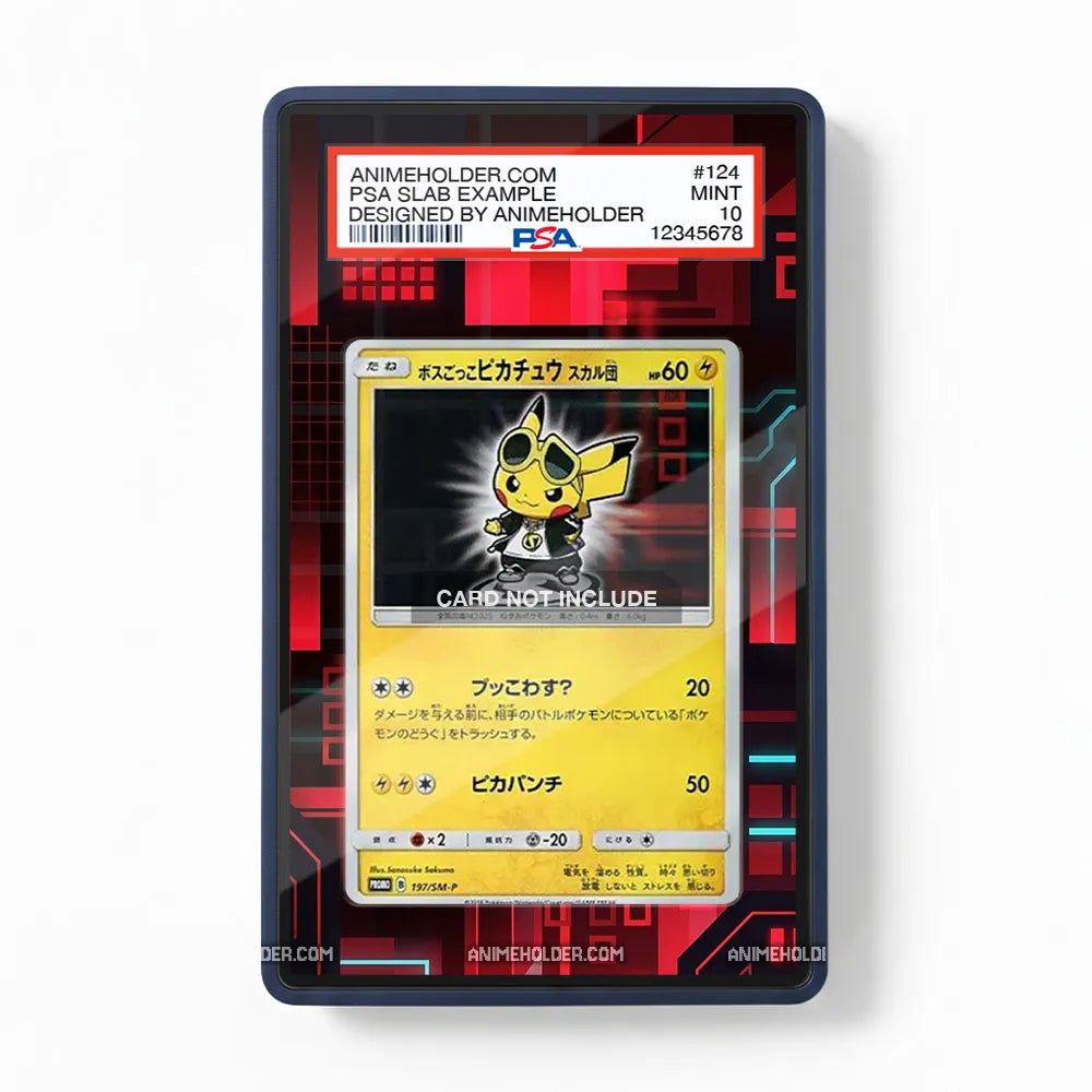 Boss Pikachu 197-SM-P Japanese Promo Pokemon Cards Custom Art Display Cases - PSA Slab Case - Front View