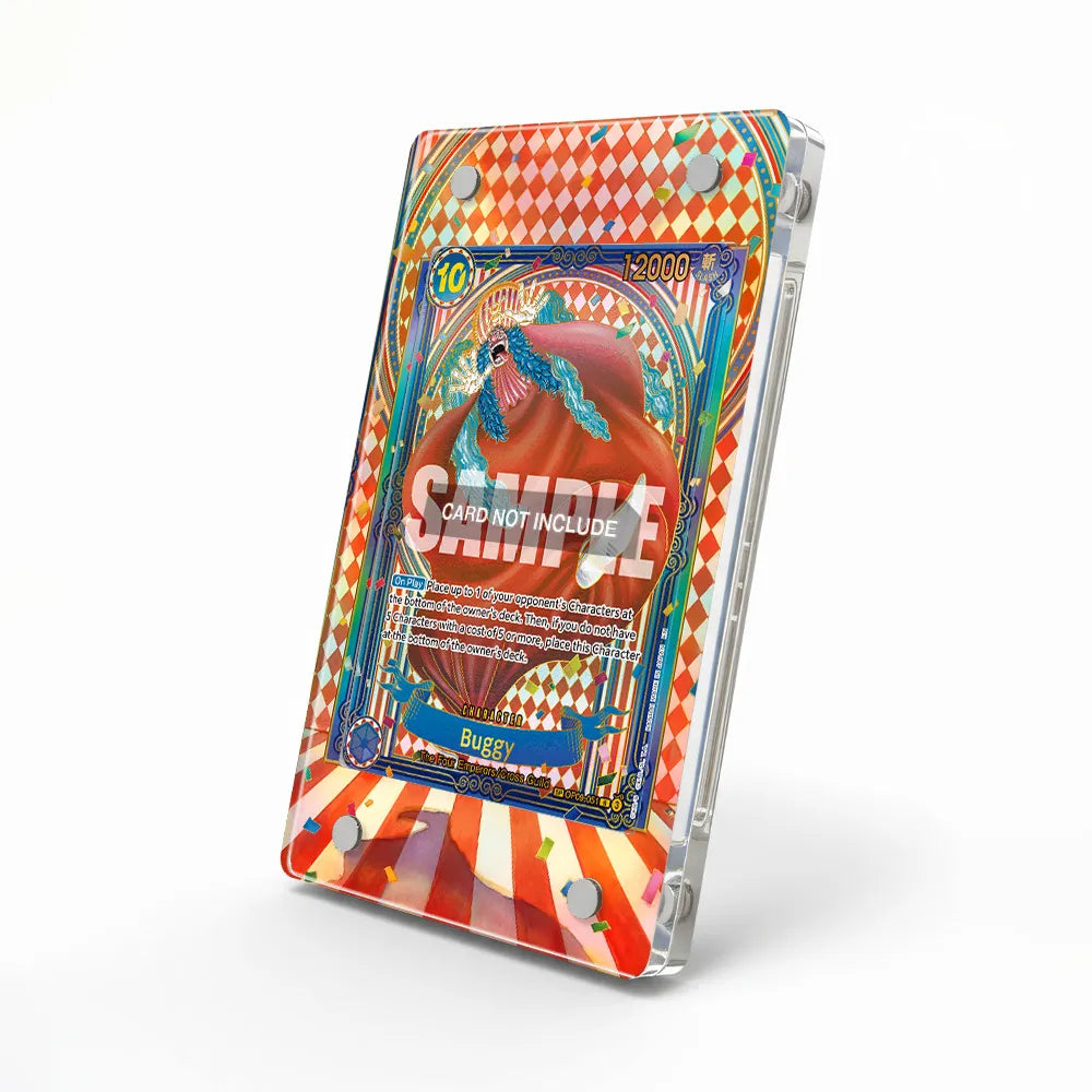 Buggy OP09-051 3rd Anniversary Golden Special Rare OP14 Extended Art Display Cases - Magnetic Case - Side View