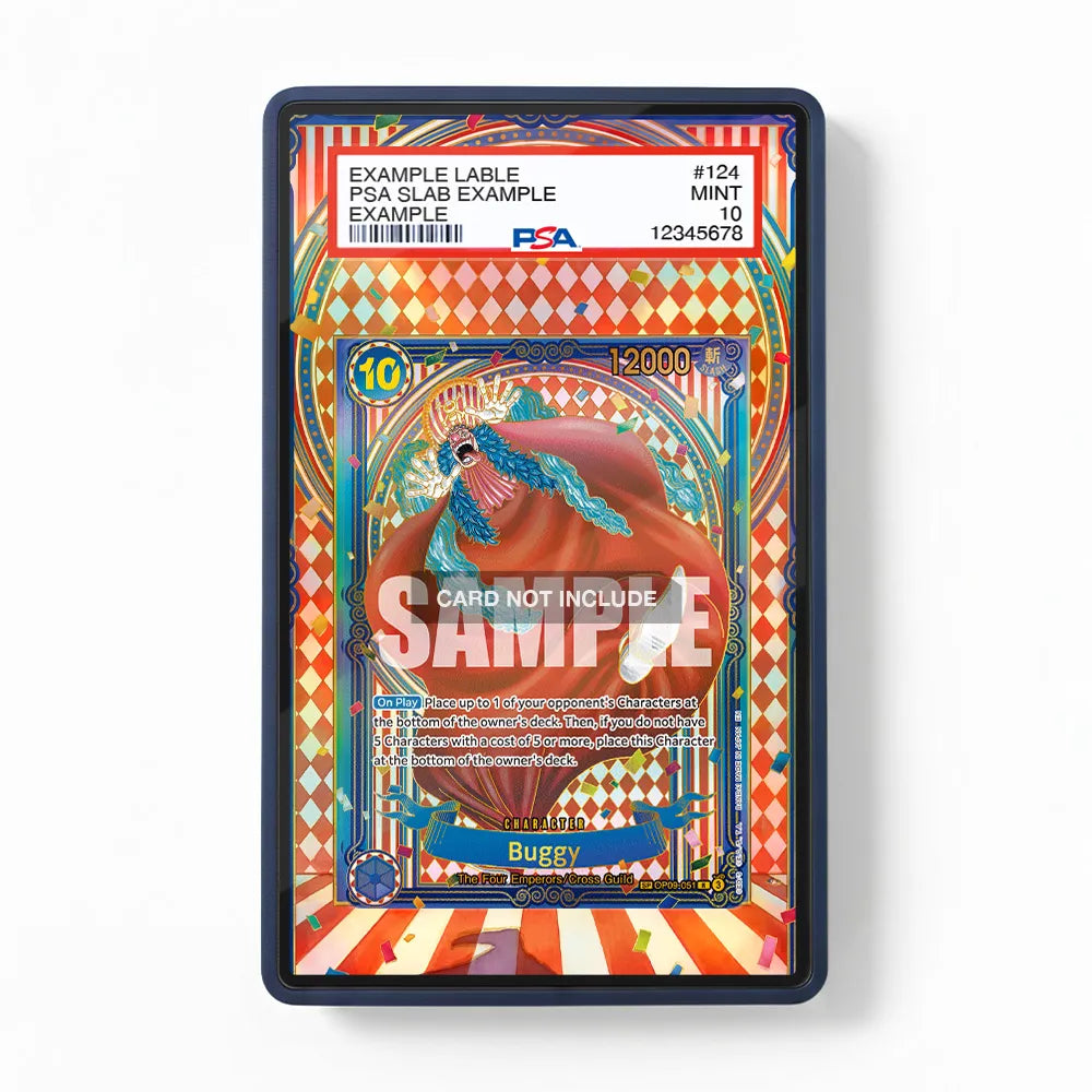 Buggy OP09-051 3rd Anniversary Golden Special Rare OP14 Extended Art Display Cases - PSA Graded Guard Case - Front View