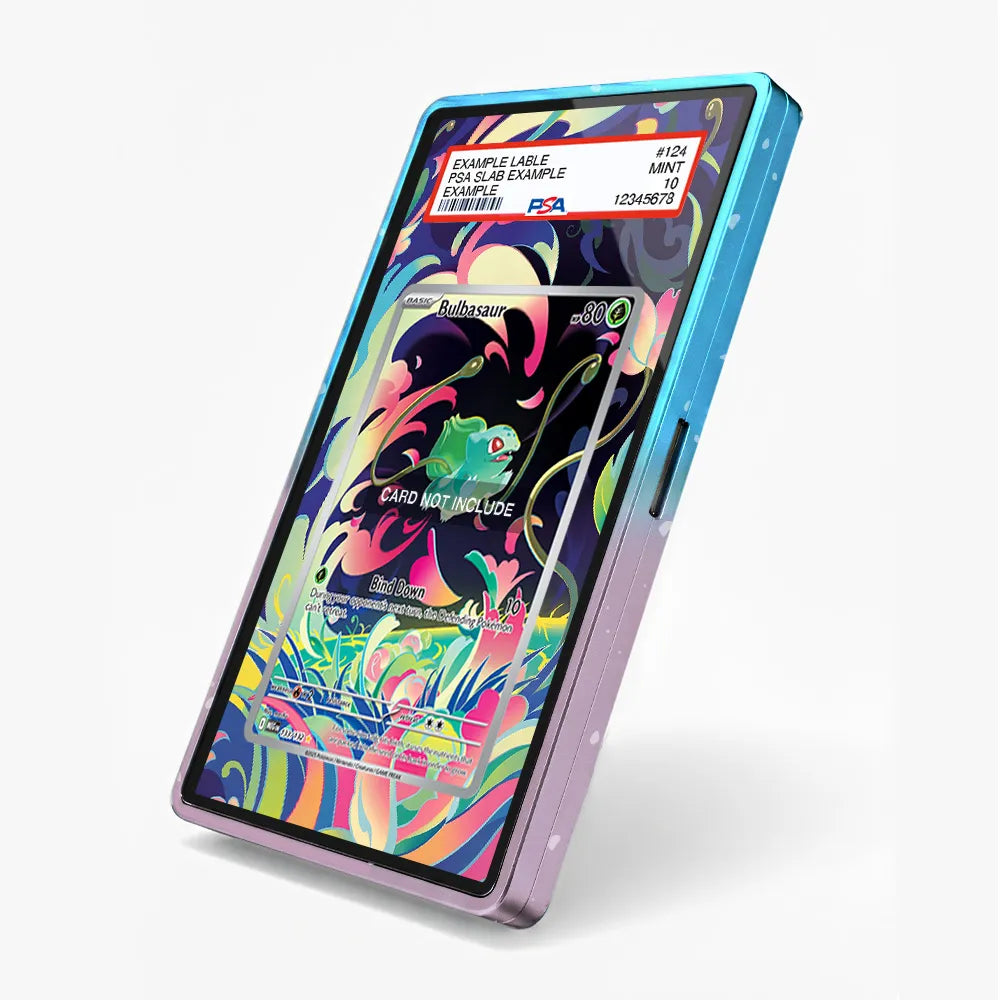 Bulbasaur 133-132 IR AR Mega Pokemon Base Set Extended Art Display Cases - PSA Slab Case - Side View