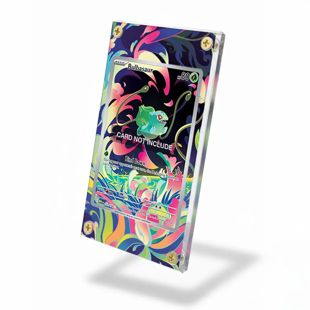 Bulbasaur 133-132 IR AR Mega Pokemon Base Set Extended Art Display Cases - Screws Case - Side View