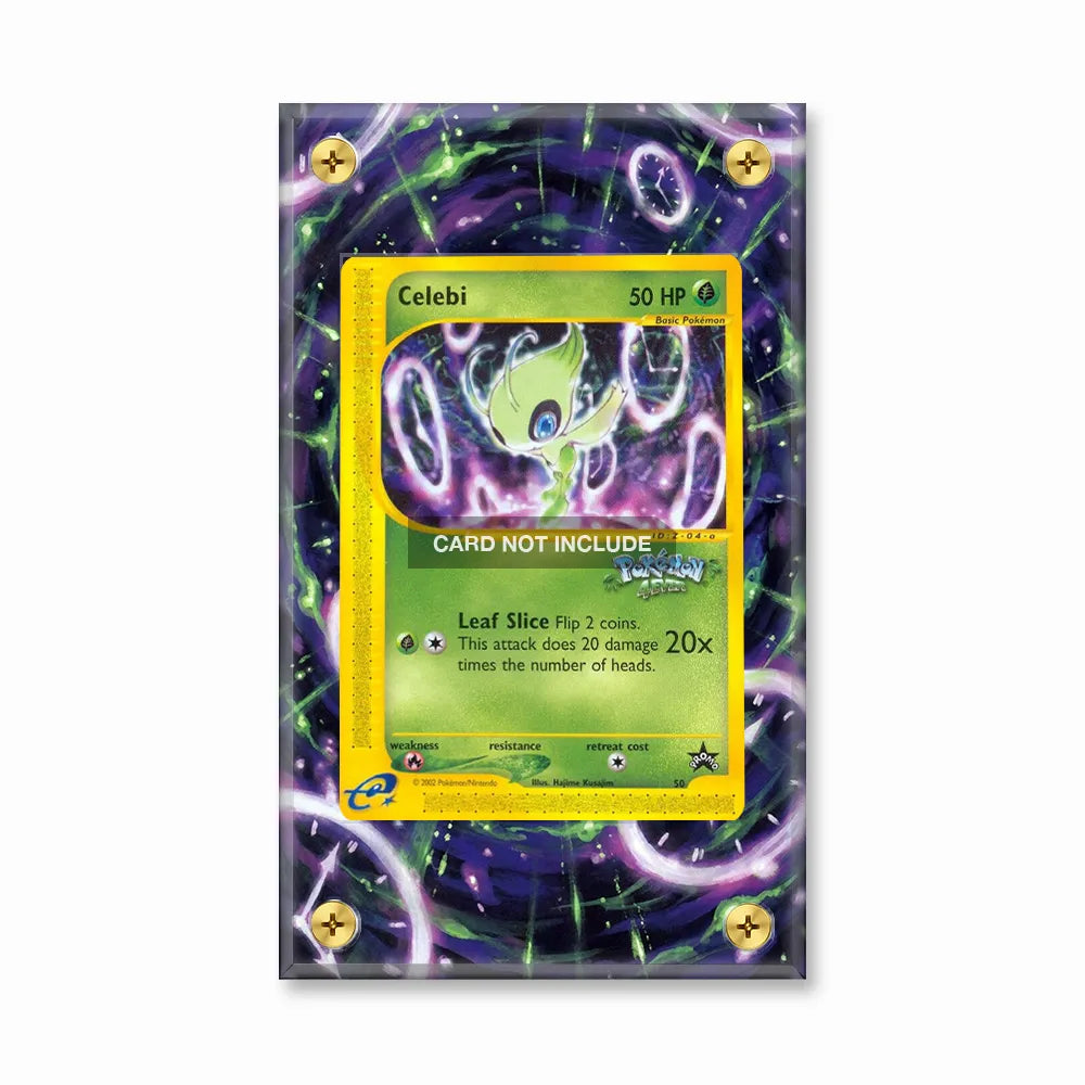 Celebi ID 2-104 EX Legend Maker Pokemon Cards Custom Art Display Cases - Screws Case - Front View