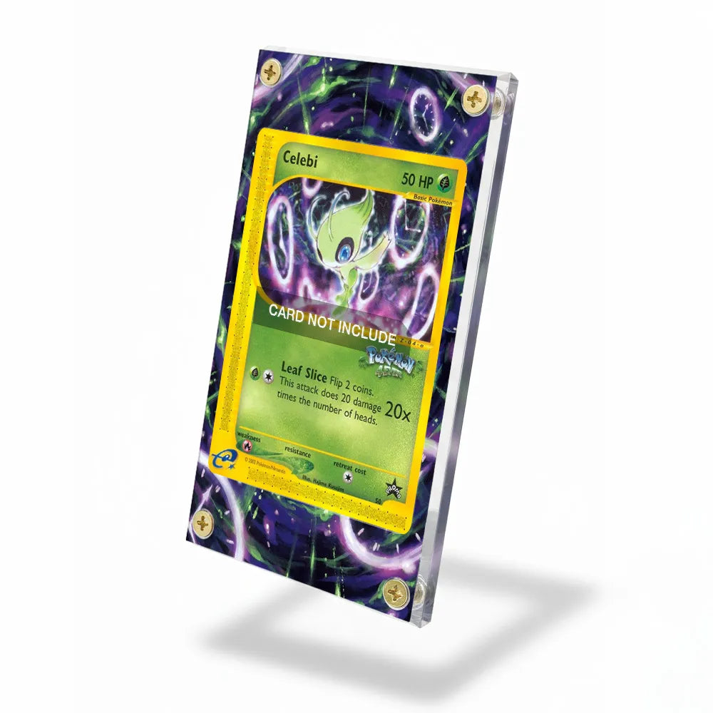 Celebi ID 2-104 EX Legend Maker Pokemon Cards Custom Art Display Cases - Screws Case - Side View