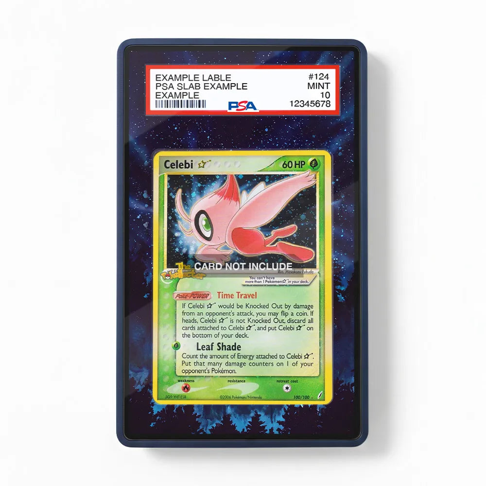 Celebi Star 100-100 Ultra Rare EX Crystal Guardians Extended Art Display Cases - PSA Slab Case - Front View