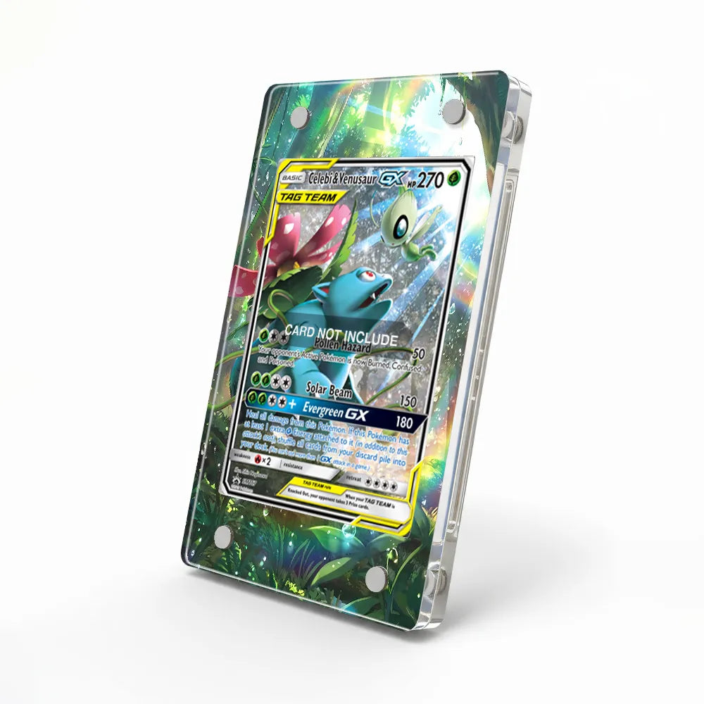 Celebi & Venusaur GX SM167 Promo Extended Art Display Cases - Magnetic Case - Side View