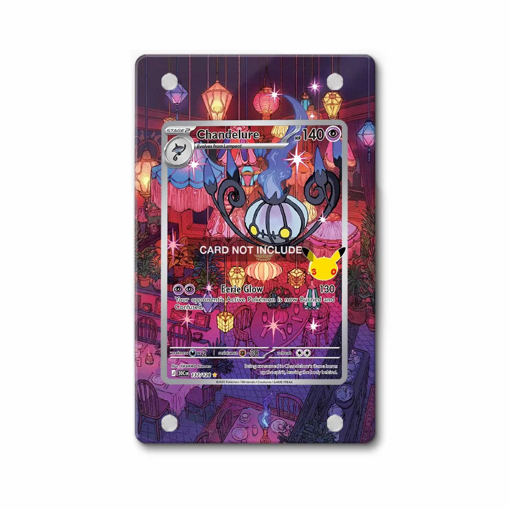 Chandelure 137-128 30th Anniversary Pokemon Cards Custom Art Display Cases - PSA Slab Case - Front View