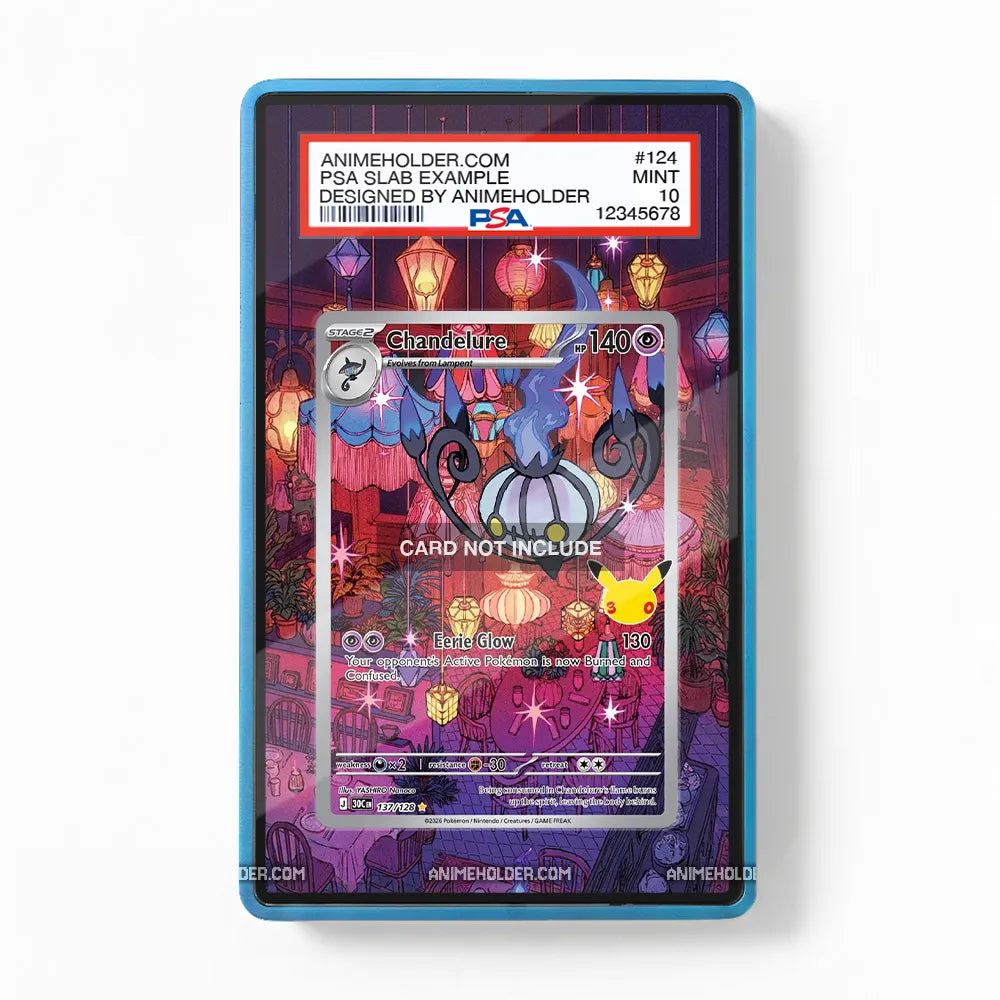 Chandelure 137-128 30th Anniversary Pokemon Cards Custom Art Display Cases - PSA Slab Case - Front View