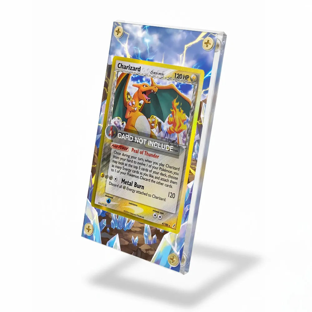 Charizard 4-100 Holo Crystal Guardians Extended Art Display Cases - Screws Case - Side View
