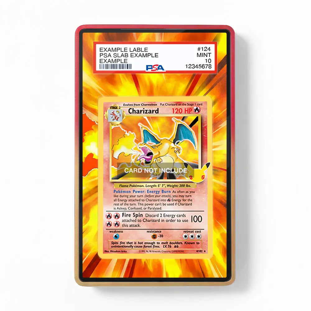 Charizard 4-102 25th Anniversary Celebrations Extended Art Display Cases - PSA Slab Case - Front View