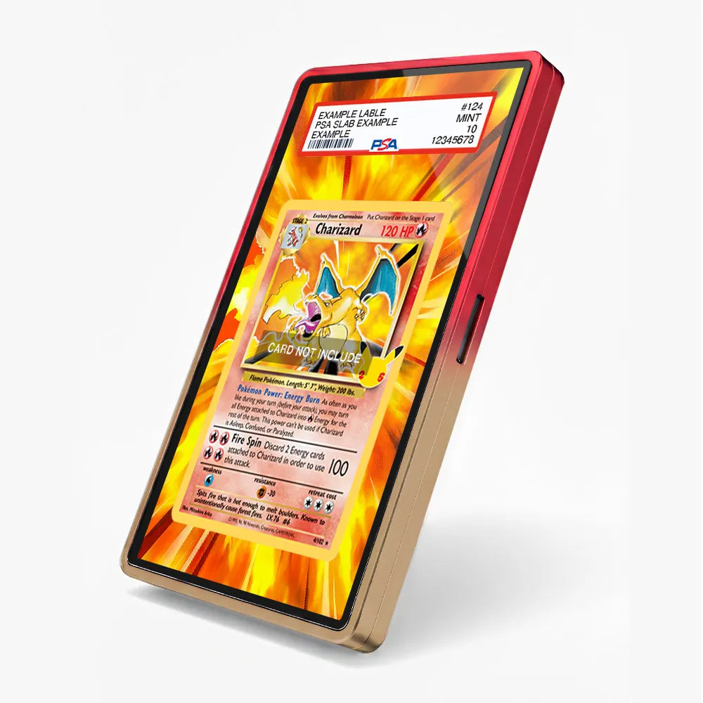 Charizard 4-102 25th Anniversary Celebrations Extended Art Display Cases - PSA Slab Case - Side View