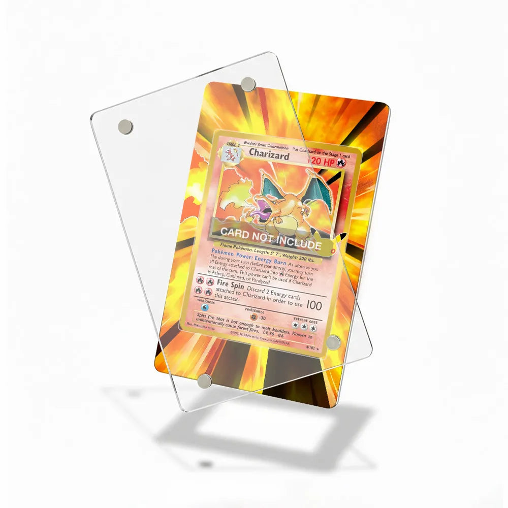 Charizard 4-102 30th Anniversary Pokemon Cards Custom Art Display Cases - Magnetic Case - Detail View