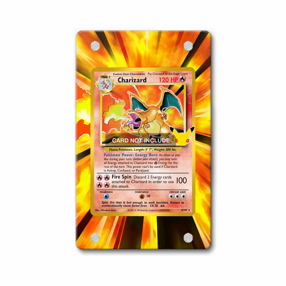 Charizard 4-102 30th Anniversary Pokemon Cards Custom Art Display Cases - Magnetic Case - Front View