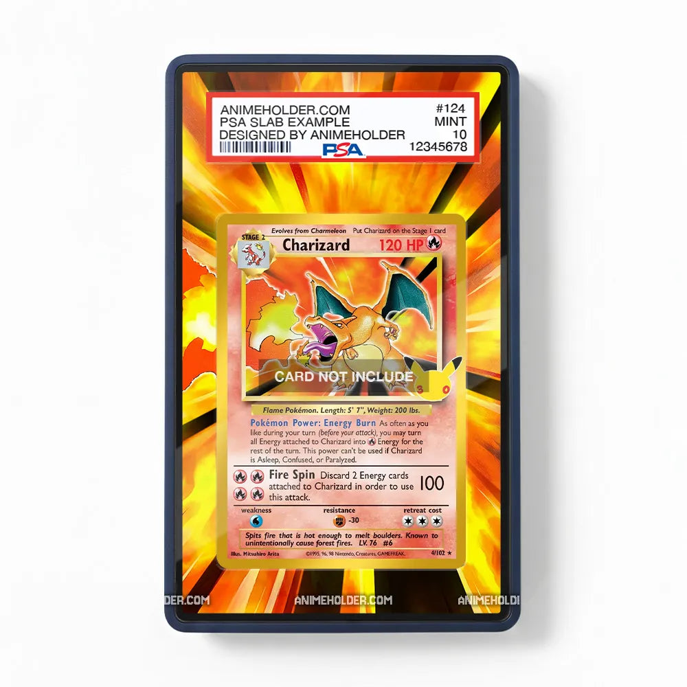 Charizard 4-102 30th Anniversary Pokemon Cards Custom Art Display Cases - PSA Slab Case - Front View