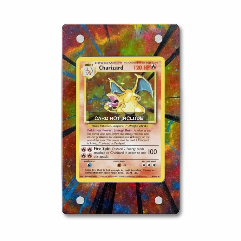 Charizard 4-102 Base Set Extended Art Display Cases - PSA Slab Case - Front View