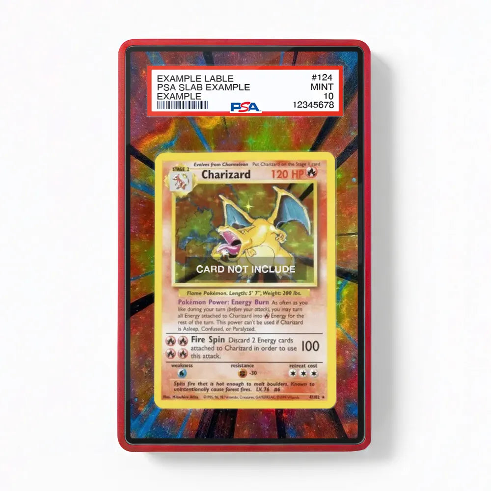Charizard 4-102 Base Set Extended Art Display Cases - PSA Slab Case - Front View